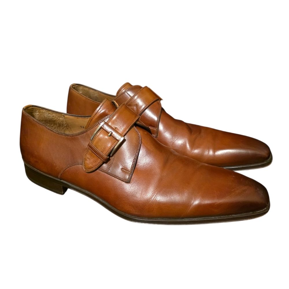 MAGNANNI Men's Marco II Monk Strap Leather Dress Shoes - Size 12